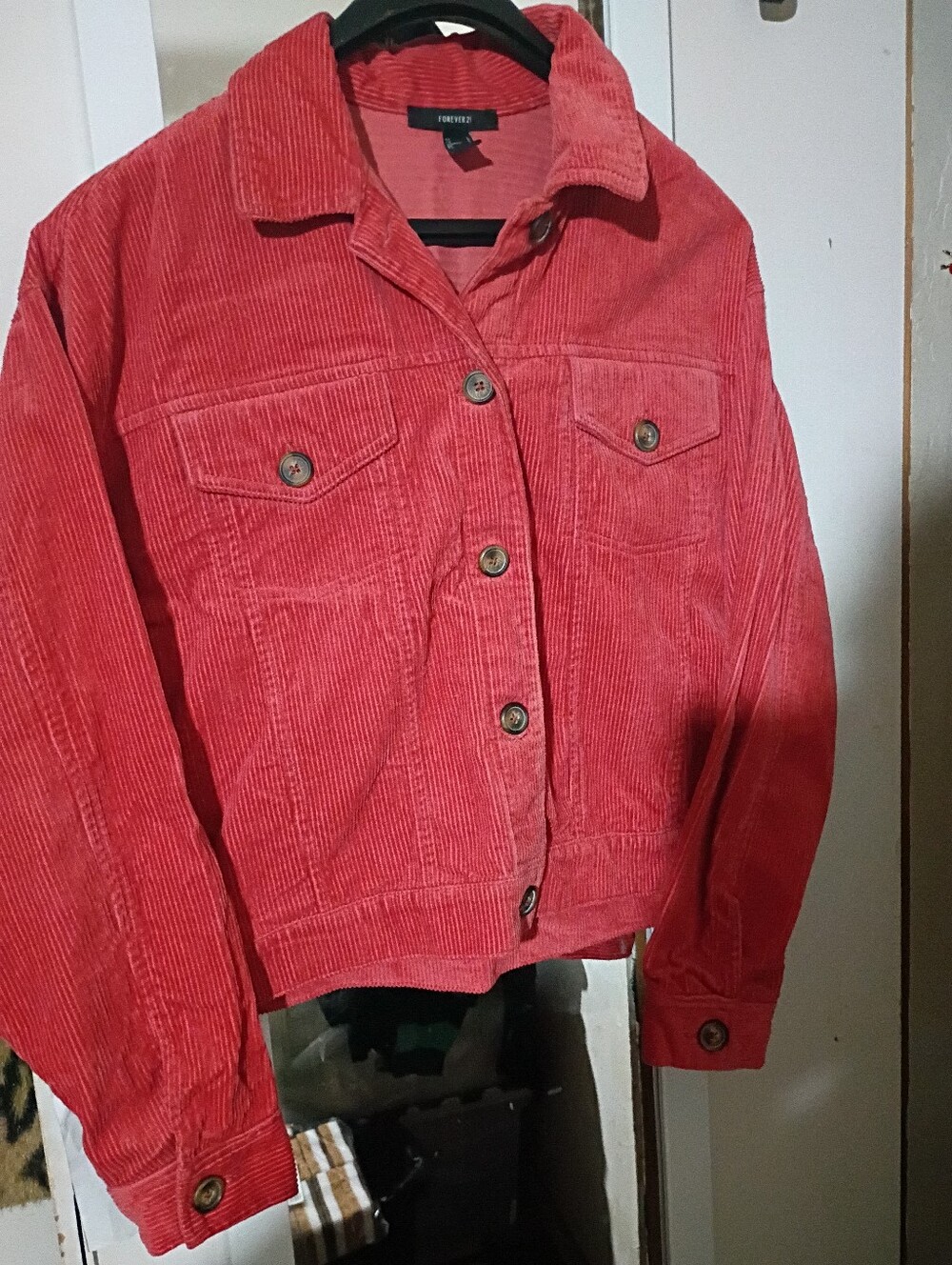 Forever 21 Corduroy Jacket (L) Coral NWOT